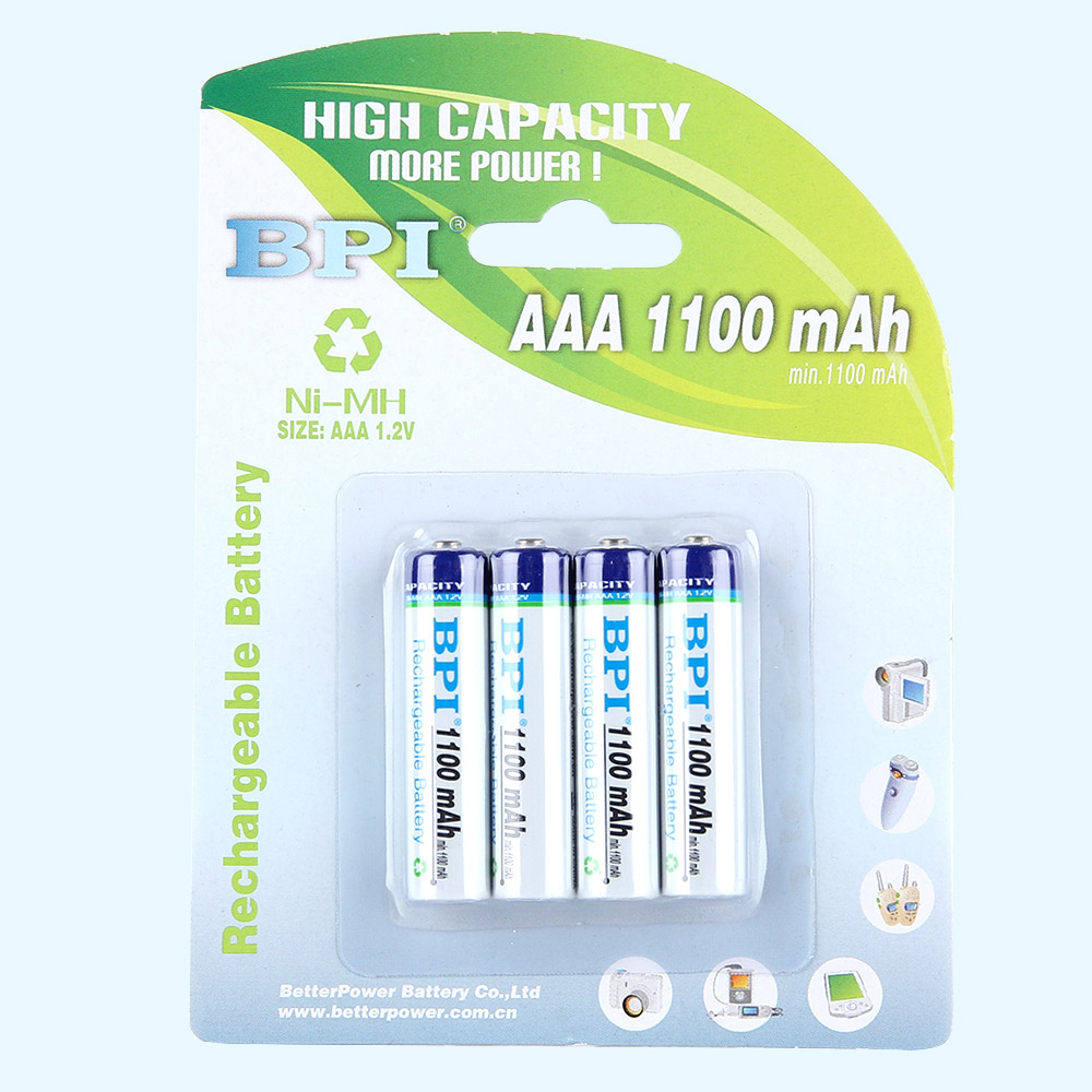 BPI跨境電商用1100mAh 1.2V高容量鎳氫7號可充電電池低內(nèi)阻AAA電池,用于搖控器、兒童玩具、無限鼠鍵套